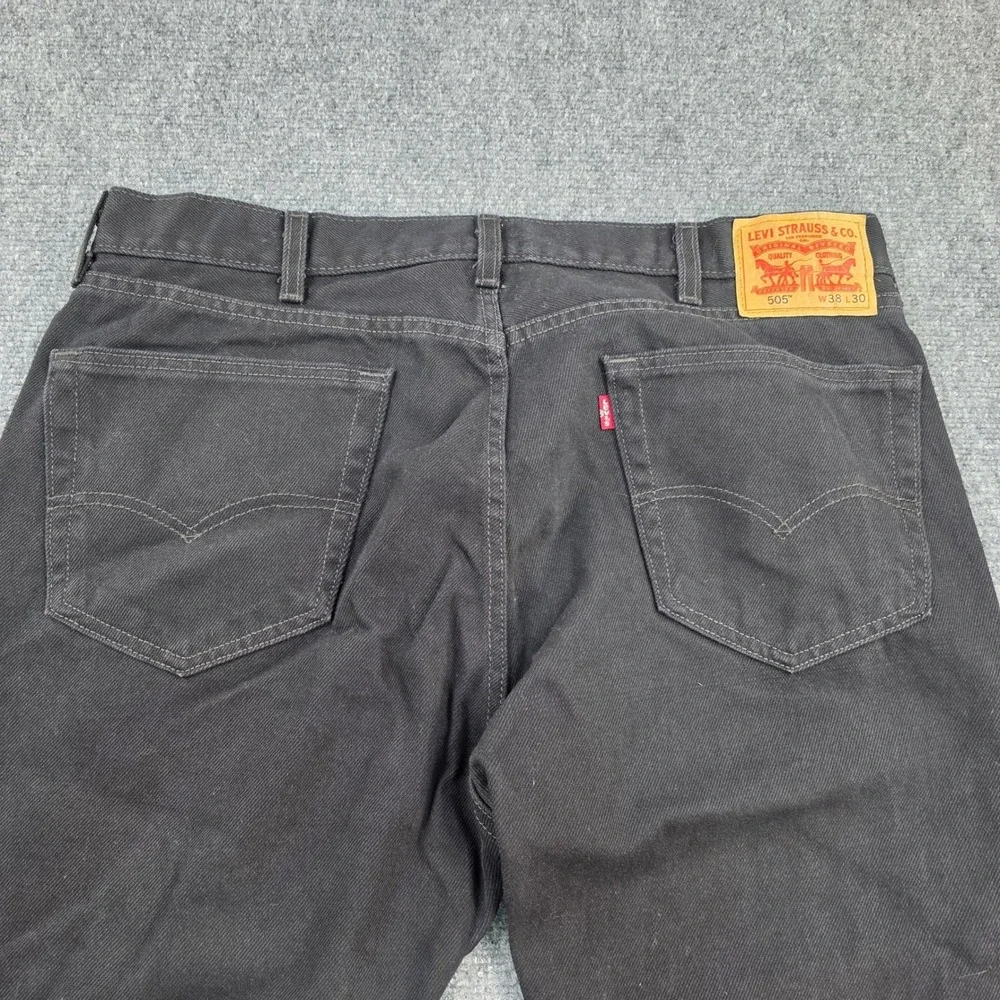 Levi's 505 Regular Fit Jeans Mens W38 L30 Black Denim Classic Casual‎